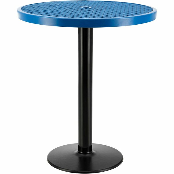 Global Industrial 36in Round Outdoor Bar Height Table, 42inH, Blue 278003BL